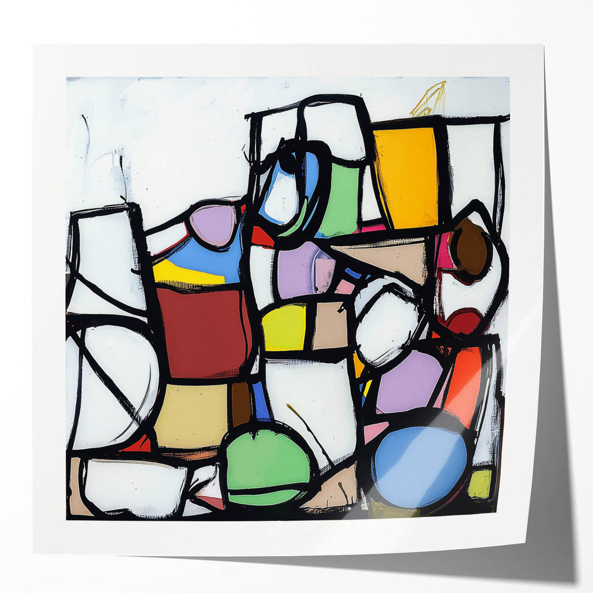Vibrant Abstract Living Room Wall Art – Multicolor Geometric Canvas