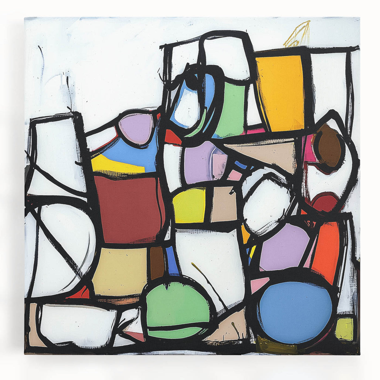 Vibrant Abstract Living Room Wall Art – Multicolor Geometric Canvas