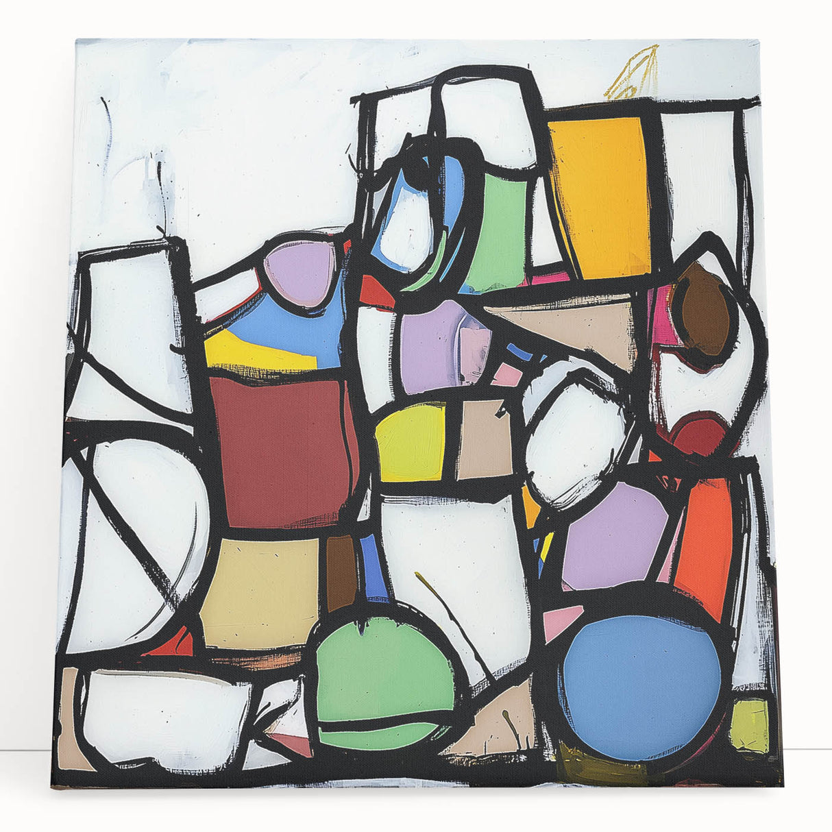 Vibrant Abstract Living Room Wall Art – Multicolor Geometric Canvas