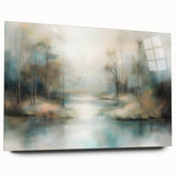 Office Canvas Art - Misty Forest Landscape Framed Print