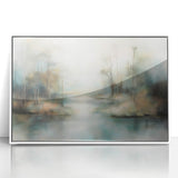 Office Canvas Art - Misty Forest Landscape Framed Print
