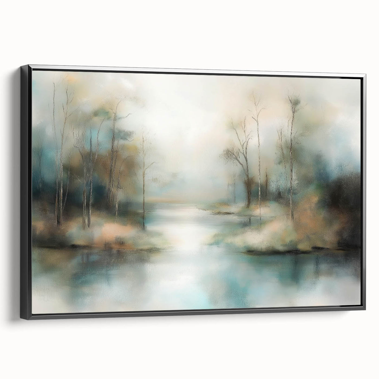 Office Canvas Art - Misty Forest Landscape Framed Print