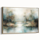Office Canvas Art - Misty Forest Landscape Framed Print