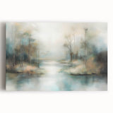 Office Canvas Art - Misty Forest Landscape Framed Print