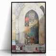 Framed wall art showcasing an abstract architectural design with bold black and white geometric shapes, ideal for modern home decor. The acrylic frame adds a sleek touch to any living space.