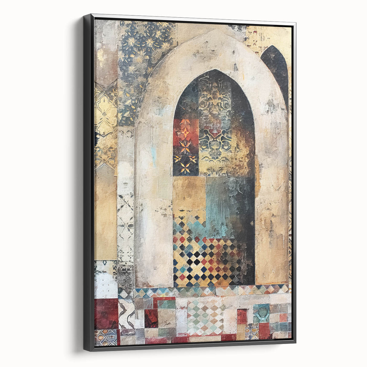 Framed canvas artwork showcasing abstract architecture design in black and white, viewed from the side, perfect for modern home décor and art enthusiasts.