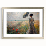 Abstract figurative wall art featuring a silver frame and mat, showcasing a modern design that adds a contemporary touch to interior decor, perfect for artistic spaces.