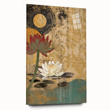 Abstract floral wall art displayed in a sleek acrylic glass frame, showcasing vibrant colors and intricate designs, perfect for modern home decor.