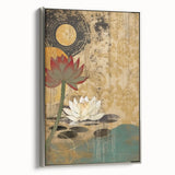 Framed canvas wall art featuring abstract floral designs in vibrant colors, set in a sleek silver frame. Ideal for modern home decor, adding elegance to any room.