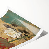 Abstract floral wall art print featuring vibrant colors and intricate designs, rolled and ready for display, showcasing a modern artistic touch for home decor.