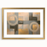 Abstract geometric frame in a luxurious gold finish, showcasing a modern design with a mat for added elegance, perfect for contemporary home decor.