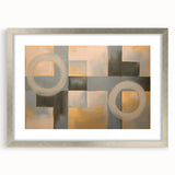 Abstract geometric frame with a silver mat, showcasing a modern design ideal for contemporary decor. The frame highlights intricate shapes and patterns, perfect for enhancing any living space.