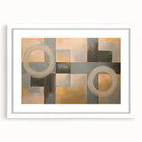 Abstract geometric frame with a white mat, showcasing a modern design ideal for contemporary interiors, emphasizing clean lines and artistic elegance.