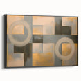 Abstract geometric framed canvas artwork showcasing a sleek black design, viewed from the side, ideal for modern home decor and art enthusiasts.