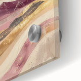 Abstract landscape wall art print in vibrant colors, showcasing an acrylic glass finish with a close-up view highlighting intricate textures and details, perfect for modern home decor.