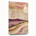 Abstract landscape wall art displayed in a side view, showcasing vibrant colors and intricate details, mounted with pins on acrylic glass for a modern aesthetic. Ideal for contemporary home decor enthusiasts seeking to enhance their living space with artistic flair.
