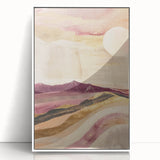 Framed abstract landscape wall art showcasing vibrant blues and greens, with a sleek white frame, perfect for modern home decor. Ideal for adding artistic flair to any room.