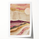 Abstract landscape wall art print showcasing vibrant colors and fluid shapes, ideal for modern home decor, rolled and ready for framing.