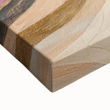 Close-up of abstract landscape wall art on stretched canvas, showcasing vibrant colors and intricate textures, perfect for modern home decor.