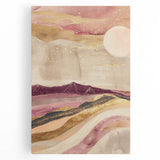 Abstract landscape wall art on stretched canvas showcasing vibrant colors and fluid shapes, perfect for modern home decor and artistic accents in living spaces.