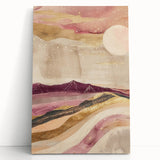 Abstract landscape wall art on stretched canvas, showcasing vibrant colors and fluid shapes, perfect for modern decor. Ideal for adding a contemporary touch to any living space.