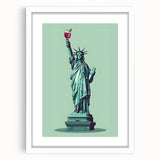 Abstract art print featuring assorted beverages in muted earth tones, framed with a white mat, ideal for dining room decor.