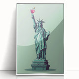 Mid-century modernist art depicting colorful abstract shapes on a white acrylic framed poster, suitable for nursery wall art.