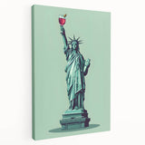 Large stretched canvas featuring a colorful illustration of various fruits and beverages, ideal for kitchen wall art.