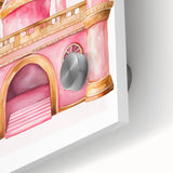 Girls Bedroom Art - Pink Princess Castle Children's Wall Decor