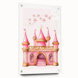 Girls Bedroom Art - Pink Princess Castle Children's Wall Decor