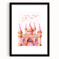 Girls Bedroom Art - Pink Princess Castle Children's Wall Decor