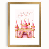 Girls Bedroom Art - Pink Princess Castle Children's Wall Decor