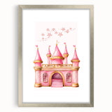 Girls Bedroom Art - Pink Princess Castle Children's Wall Decor
