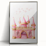 Girls Bedroom Art - Pink Princess Castle Children's Wall Decor