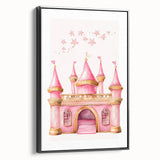 Girls Bedroom Art - Pink Princess Castle Children's Wall Decor