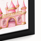 Girls Bedroom Art - Pink Princess Castle Children's Wall Decor