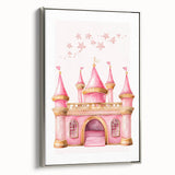 Girls Bedroom Art - Pink Princess Castle Children's Wall Decor