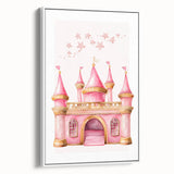 Girls Bedroom Art - Pink Princess Castle Children's Wall Decor
