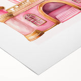 Girls Bedroom Art - Pink Princess Castle Children's Wall Decor