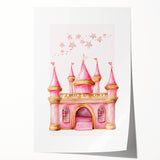 Girls Bedroom Art - Pink Princess Castle Children's Wall Decor