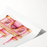 Girls Bedroom Art - Pink Princess Castle Children's Wall Decor