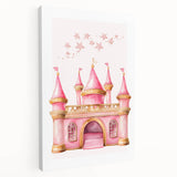 Girls Bedroom Art - Pink Princess Castle Children's Wall Decor
