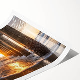 Rolled canvas print depicting a serene beach landscape with vibrant colors, showcasing gentle waves and a clear sky, ideal for home decor or relaxation spaces.