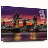 Acrylic landscape bridge model showcasing a sleek glass structure from the side, featuring elegant pins for stability. Perfect for modern decor enthusiasts.