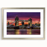 Landscape bridge frame with a silver mat, showcasing a modern design suitable for home décor. The frame features a sleek front view and elegant finish, perfect for enhancing any room's aesthetic.