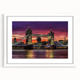 Landscape bridge frame with a white mat, showcasing a modern design suitable for home decor. Perfect for displaying scenic artwork or photographs, enhancing any interior space.