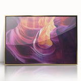 Framed acrylic artwork showcasing a stunning landscape of canyons, highlighted with gold accents, perfect for enhancing modern home decor. Ideal for nature lovers.