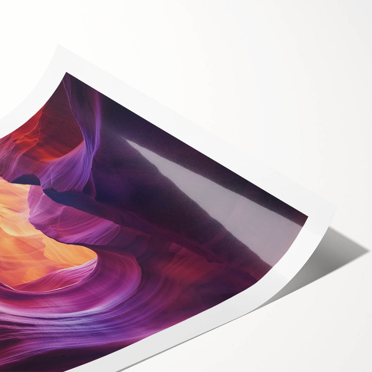 Stunning landscape print showcasing vibrant canyons in rich earthy tones, rolled for easy transport and framed in a protective cardboard tube. Ideal for enhancing home decor.