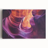 Stretched canvas artwork depicting a vibrant landscape of canyons in rich earth tones, ideal for home decor, enhancing living spaces with natural beauty.