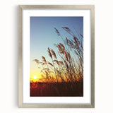 Framed countryside landscape artwork in a silver mat, showcasing serene rolling hills and vibrant greenery, perfect for home decor and nature enthusiasts.
